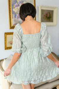 Spotting Fairies Puff Sleeve Dress in Sage - Happily Ever Atchison Shop Co.