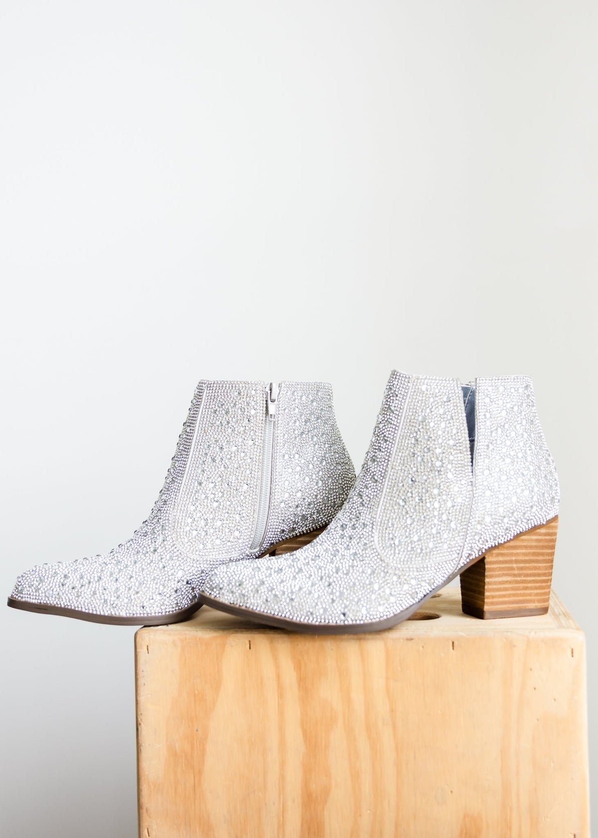 Shine Star Rhinestone Bootie in Silver - 1985 the VAULT Boutique