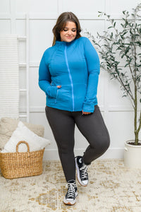 Staying Swift Activewear Jacket in Hawaiian Blue - Happily Ever Atchison Shop Co.