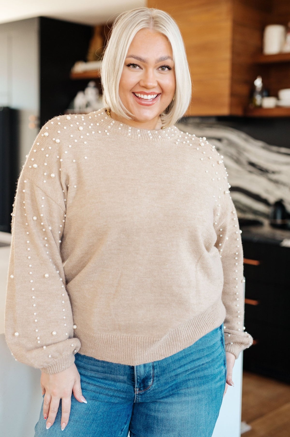 String Me Along Pearl Accent Sweater - Happily Ever Atchison Shop Co.