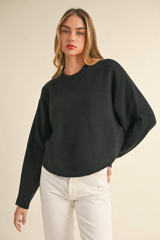 Mable Round Neck Dolman Sleeve Cropped Sweater - 1985 the VAULT Boutique