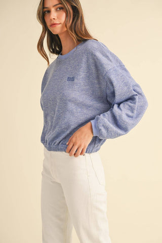 Mable Round Neck Letter Embroidery Crop Sweatshirt - 1985 the VAULT Boutique