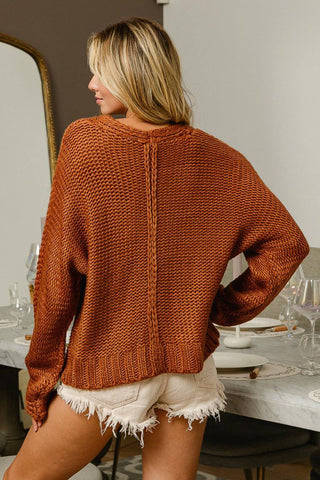 BiBi V-Neck Cable Knit Sweater - 1985 the VAULT Boutique