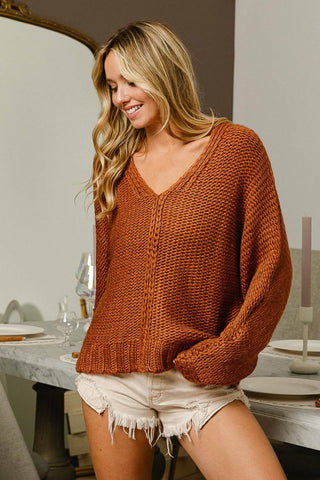 BiBi V-Neck Cable Knit Sweater - 1985 the VAULT Boutique