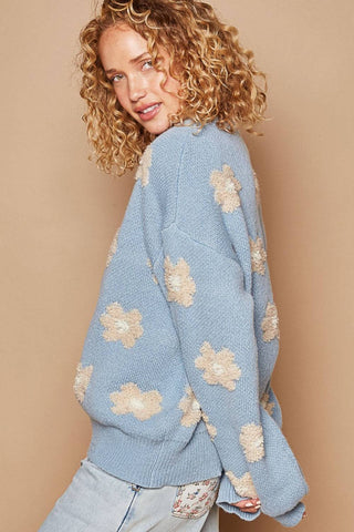 POL Daisy Pattern Drop Shoulder Sweater - 1985 the VAULT Boutique