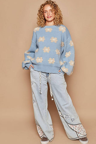 POL Daisy Pattern Drop Shoulder Sweater - 1985 the VAULT Boutique