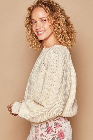 POL Cable Knit Cutout Long Sleeve Sweater - 1985 the VAULT Boutique