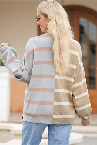 Striped Round Neck Long Sleeve Knit Top - 1985 the VAULT Boutique