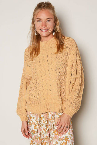 POL Mock Neck Cable Knit Sweater - 1985 the VAULT Boutique