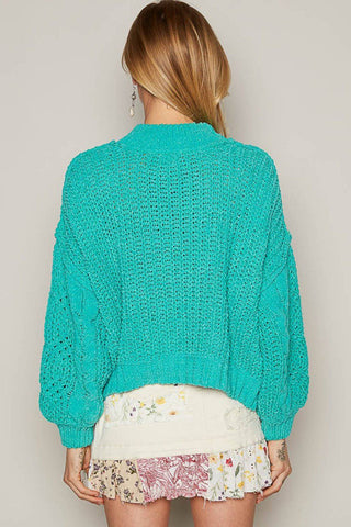 POL Mock Neck Cable Knit Sweater - 1985 the VAULT Boutique