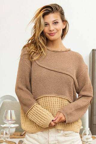 BiBi Texture Detail Contrast Drop Shoulder Sweater - 1985 the VAULT Boutique