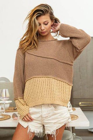 BiBi Texture Detail Contrast Drop Shoulder Sweater - 1985 the VAULT Boutique