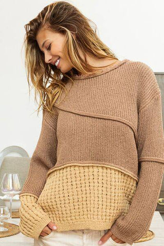 BiBi Texture Detail Contrast Drop Shoulder Sweater - 1985 the VAULT Boutique