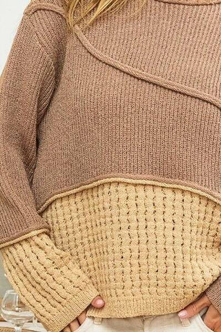 BiBi Texture Detail Contrast Drop Shoulder Sweater - 1985 the VAULT Boutique