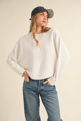 Mable Round Neck Dolman Sleeve Cropped Sweater - 1985 the VAULT Boutique