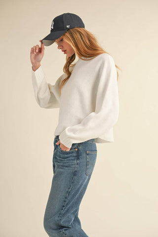 Mable Round Neck Dolman Sleeve Cropped Sweater - 1985 the VAULT Boutique