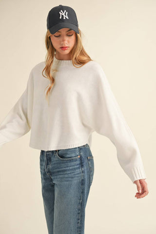 Mable Round Neck Dolman Sleeve Cropped Sweater - 1985 the VAULT Boutique