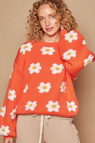 POL Daisy Pattern Drop Shoulder Sweater - 1985 the VAULT Boutique