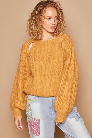 POL Cable Knit Cutout Long Sleeve Sweater - 1985 the VAULT Boutique