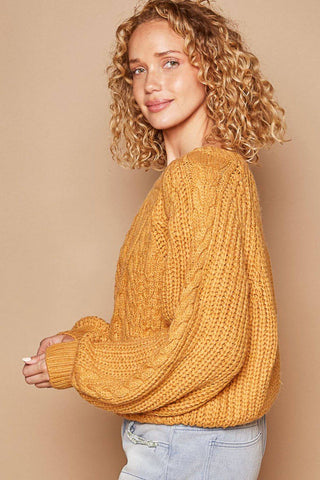 POL Cable Knit Cutout Long Sleeve Sweater - 1985 the VAULT Boutique