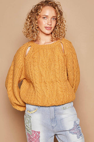 POL Cable Knit Cutout Long Sleeve Sweater - 1985 the VAULT Boutique