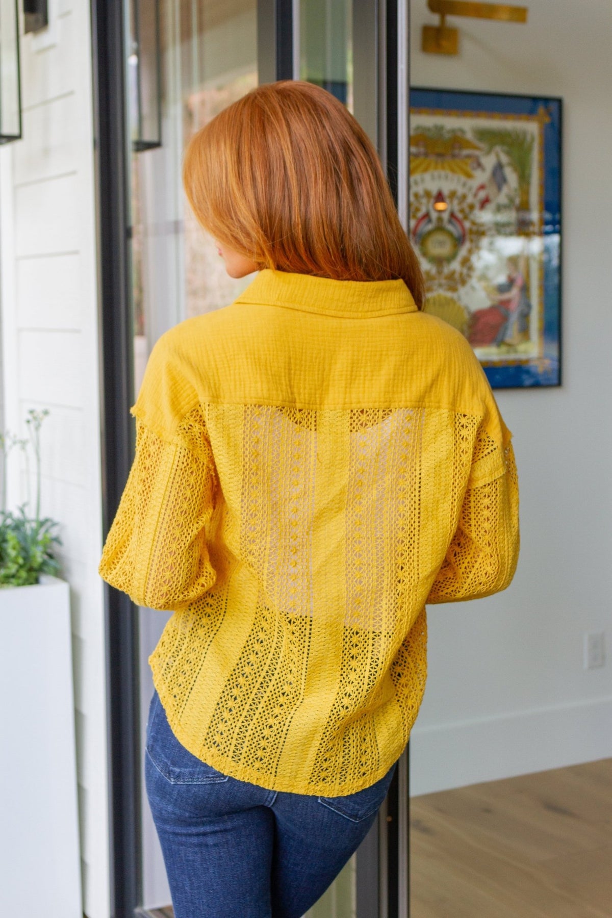 Sweeter Than Nectar Lace Button Down in Honey - Happily Ever Atchison Shop Co.