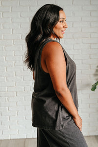 Taking It Easy Tank and Pants Set in Black - Happily Ever Atchison Shop Co.