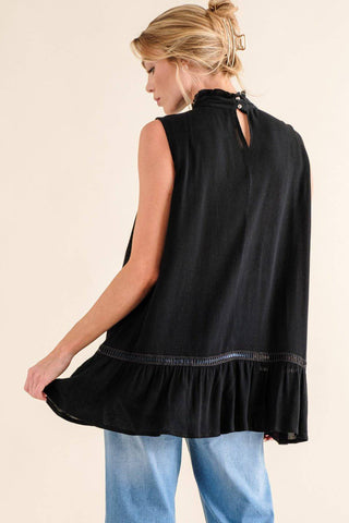 And The Why Lace Detail Sleeveless Ruffled Top - 1985 the VAULT Boutique