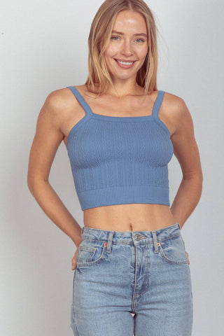 VERY J Cable Knit Seamless Cropped Cami - 1985 the VAULT Boutique