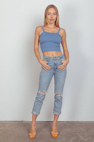 VERY J Cable Knit Seamless Cropped Cami - 1985 the VAULT Boutique