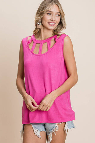 BiBi Cutout Round Neck Sleeveless Top - 1985 the VAULT Boutique