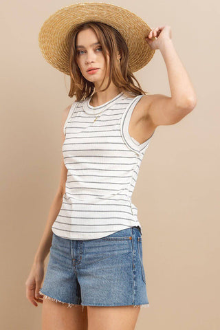 Ces Femme Striped Round Neck Tank - 1985 the VAULT Boutique