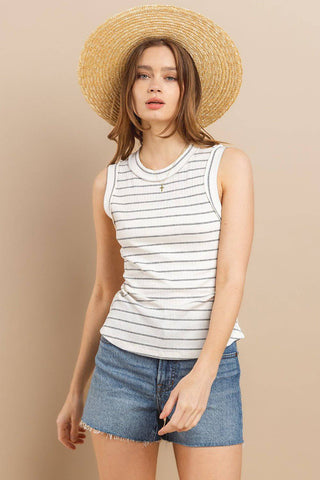 Ces Femme Striped Round Neck Tank - 1985 the VAULT Boutique