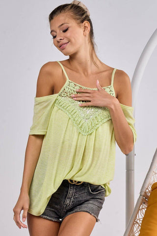 BiBi Front Crochet Lace Adjustable Strap Top - 1985 the VAULT Boutique