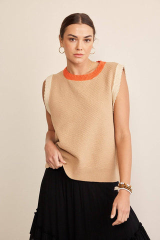 In February Contrast Round Neck Sweater Vest - 1985 the VAULT Boutique