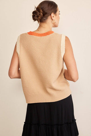 In February Contrast Round Neck Sweater Vest - 1985 the VAULT Boutique