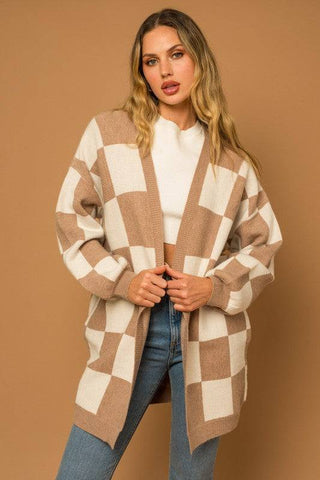 Checker Graphic Sweater Cardigan - 1985 the VAULT Boutique