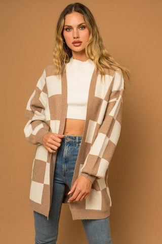 Checker Graphic Sweater Cardigan - 1985 the VAULT Boutique