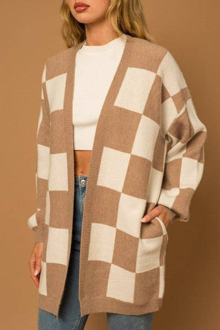 Checker Graphic Sweater Cardigan - 1985 the VAULT Boutique