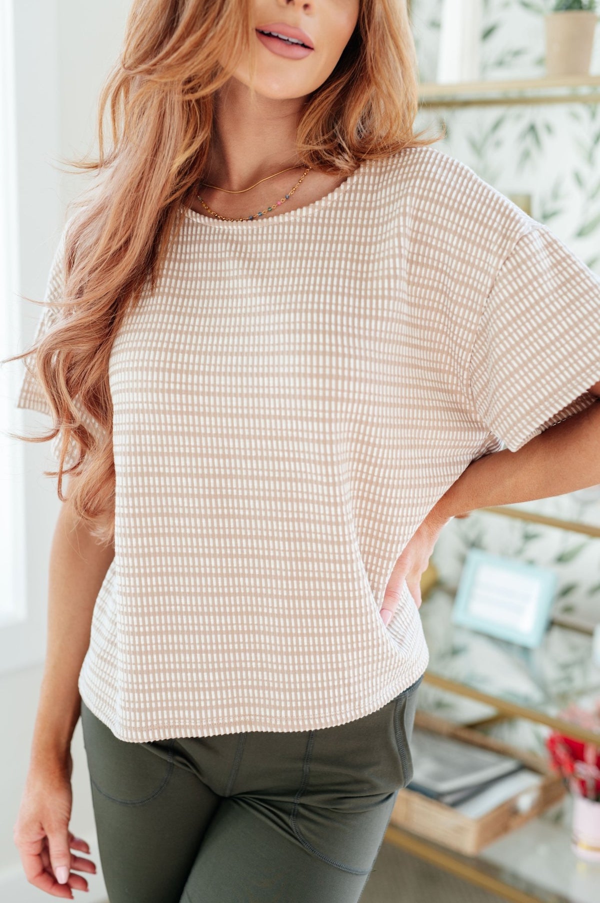 Textured Boxy Top in Taupe - Happily Ever Atchison Shop Co.