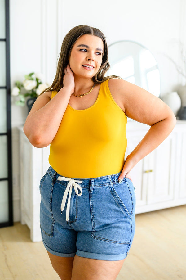 The Basics Reversible Longline Tank in Mustard - Happily Ever Atchison Shop Co.