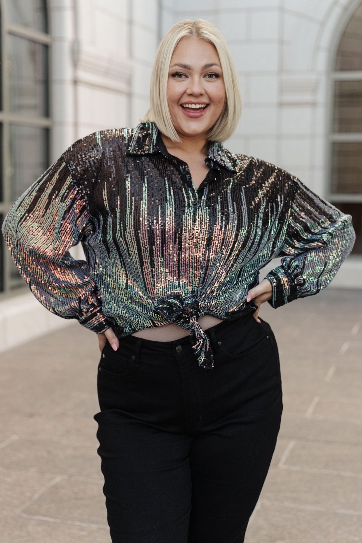 Too Glitz to Glam Button Up Shirt - Happily Ever Atchison Shop Co.