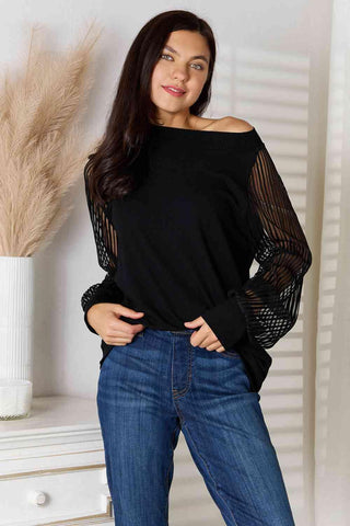 Double Take Round Neck Raglan Sleeve Blouse - 1985 the VAULT Boutique