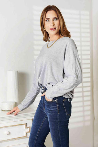 Double Take Seam Detail Round Neck Long Sleeve Top - 1985 the VAULT Boutique