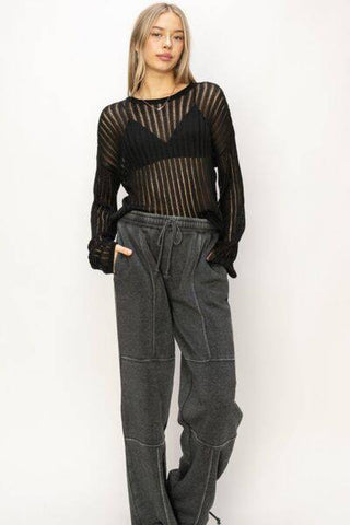 HYFVE Openwork Ribbed Long Sleeve Knit Top - 1985 the VAULT Boutique