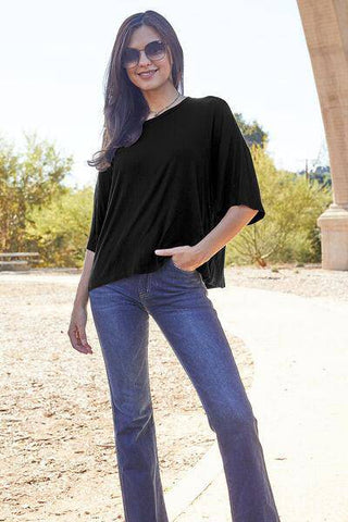 Basic Bae Full Size Round Neck Drop Shoulder T-Shirt - 1985 the VAULT Boutique