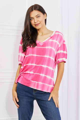 Yelete Full Size Oversized Fit V-Neck Striped Top - 1985 the VAULT Boutique