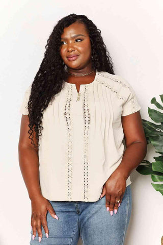 Double Take Crochet Buttoned Short Sleeves Top - 1985 the VAULT Boutique