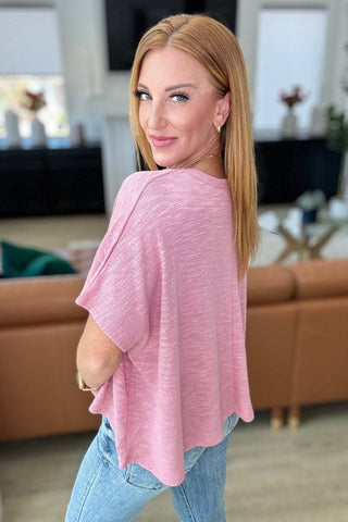 Let Light be Light Drop Shoulder Oversized Tee in Light Rose - 1985 the VAULT Boutique