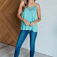 A Gleam in Her Eyes Lace Detail Cami in Aqua - 1985 the VAULT Boutique